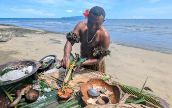 Nanuku Resort Fiji prawn cooking experience.