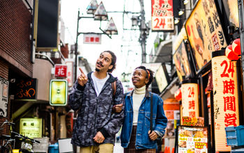 Couple vacationing in Tokyo, Japan