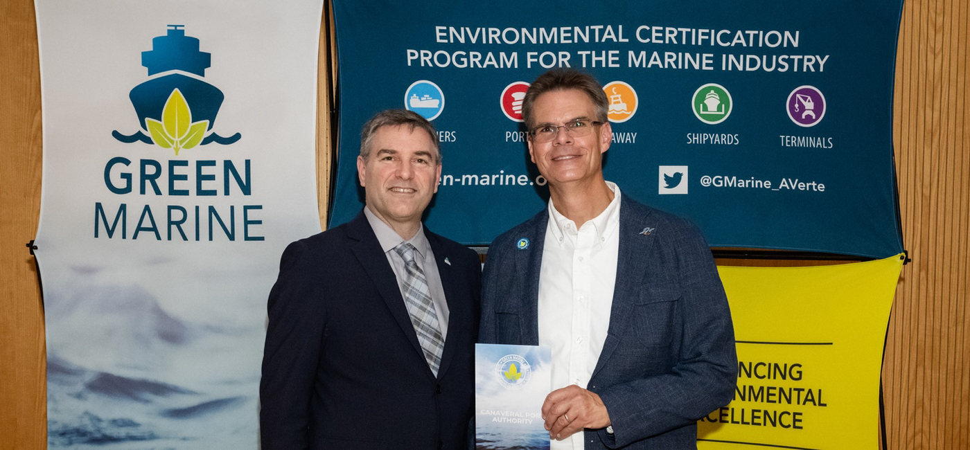 Image: Bob Musser, Port Canaveral Senior Director, Environmental accepts Green Marine recertification award (Photo Credit: Port Canaveral Authority)