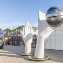 Outside of the Intuit Dome in Inglewood, Los Angeles, California