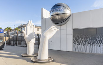 Outside of the Intuit Dome in Inglewood, Los Angeles, California