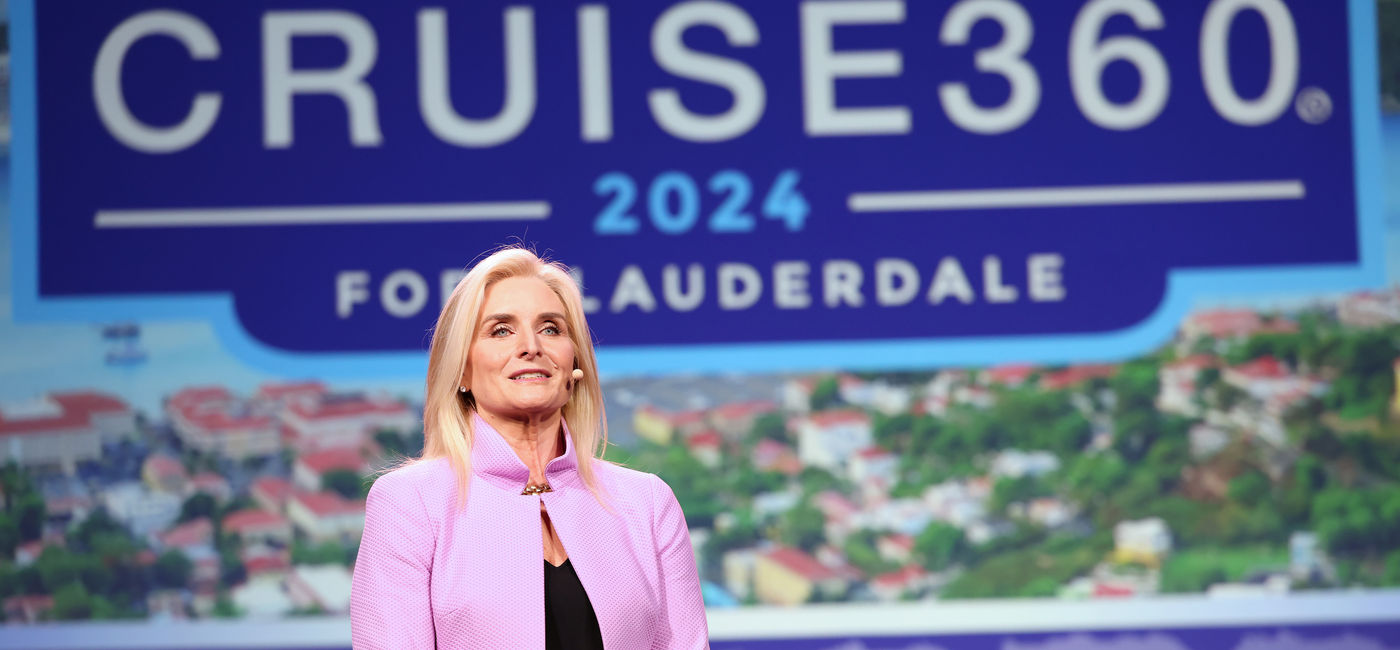 Image: Kelly Craighead, president and CEO of CLIA, speaks during Cruise360 (Photo Credit: Cruise Lines International Association)