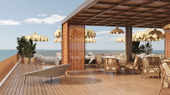 Rendering of the upper deck of the AmaNubia. AmaWaterways, AmaNubia, new river cruise ship 2026, nile river cruise ship