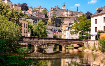 A bridge over the Alzette River, Luxembourg
