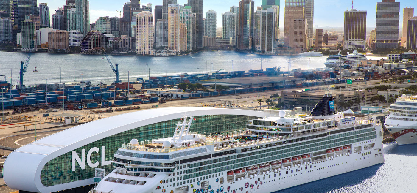Image: Norwegian Gem at the new NCL Terminal in PortMiami. (photo courtesy of Norwegian Cruise Line)