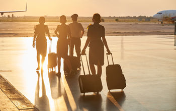 Flight attendants boarding a plane