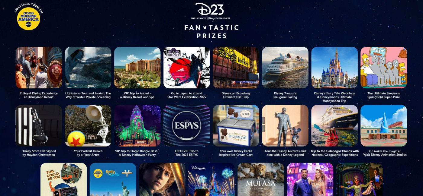 Image: A selection of the D23 sweepstakes' FANtastic prizes. (Photo Credit: Walt Disney Company)