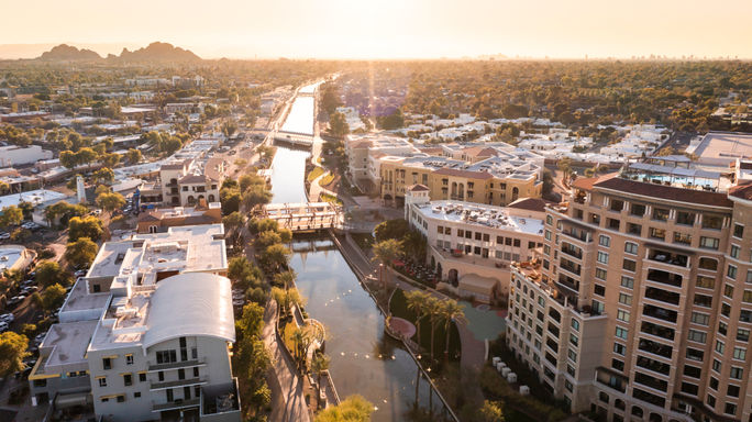 Aerial view of downtown Scottsdale, Arizona