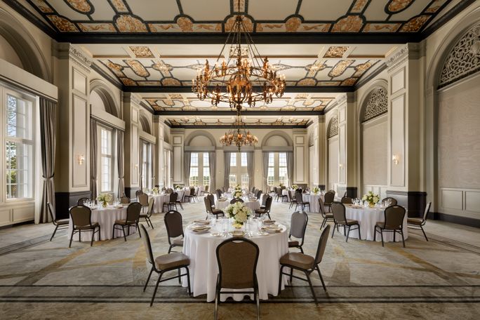 Enhancements at Canada’s Fairmont Hotel Macdonald included restoration of the ballroom’s original, historic ceilings.