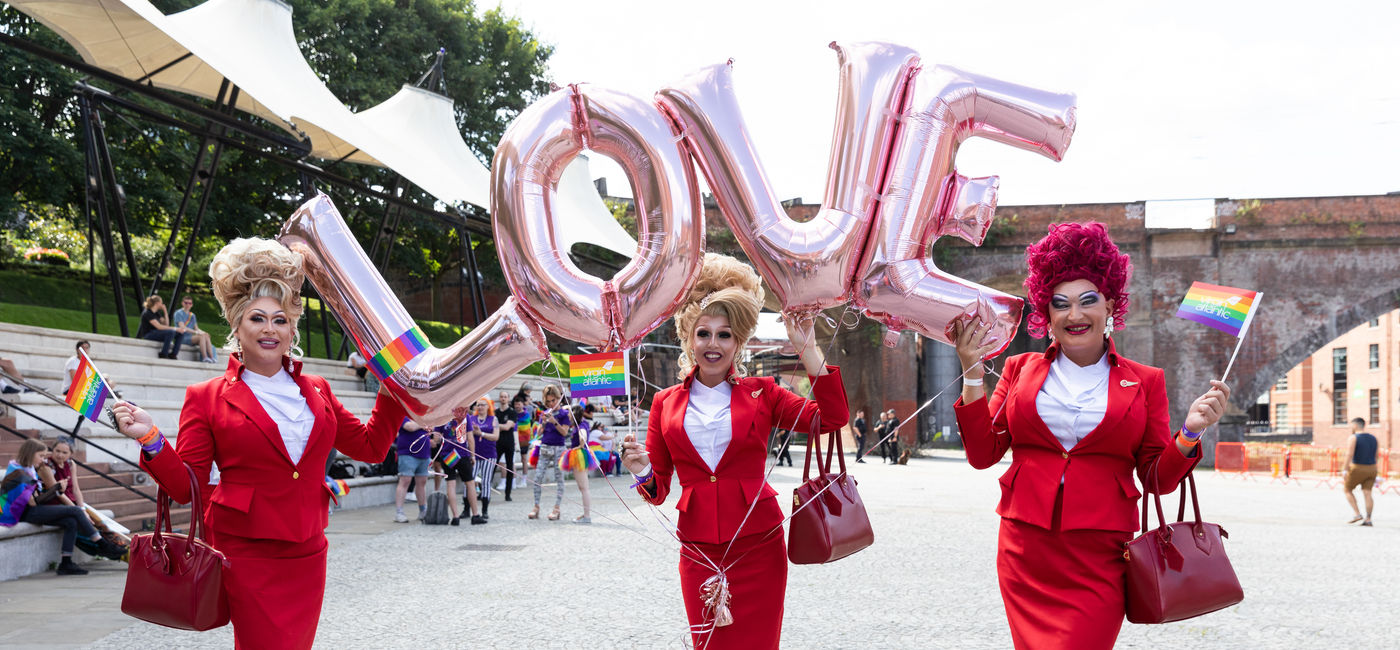 Image: Drag queens celebrating Manchester Pride. (Photo Credit: Courtesy Marketing Manchester.)