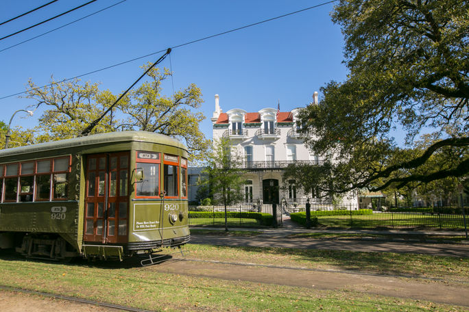 A streetcar on St. Charles Avenue A streetcar on St. Charles Avenue