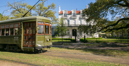 A streetcar on St. Charles Avenue