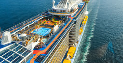 Cruise ship, top deck of cruise ship, cruise ship amenities