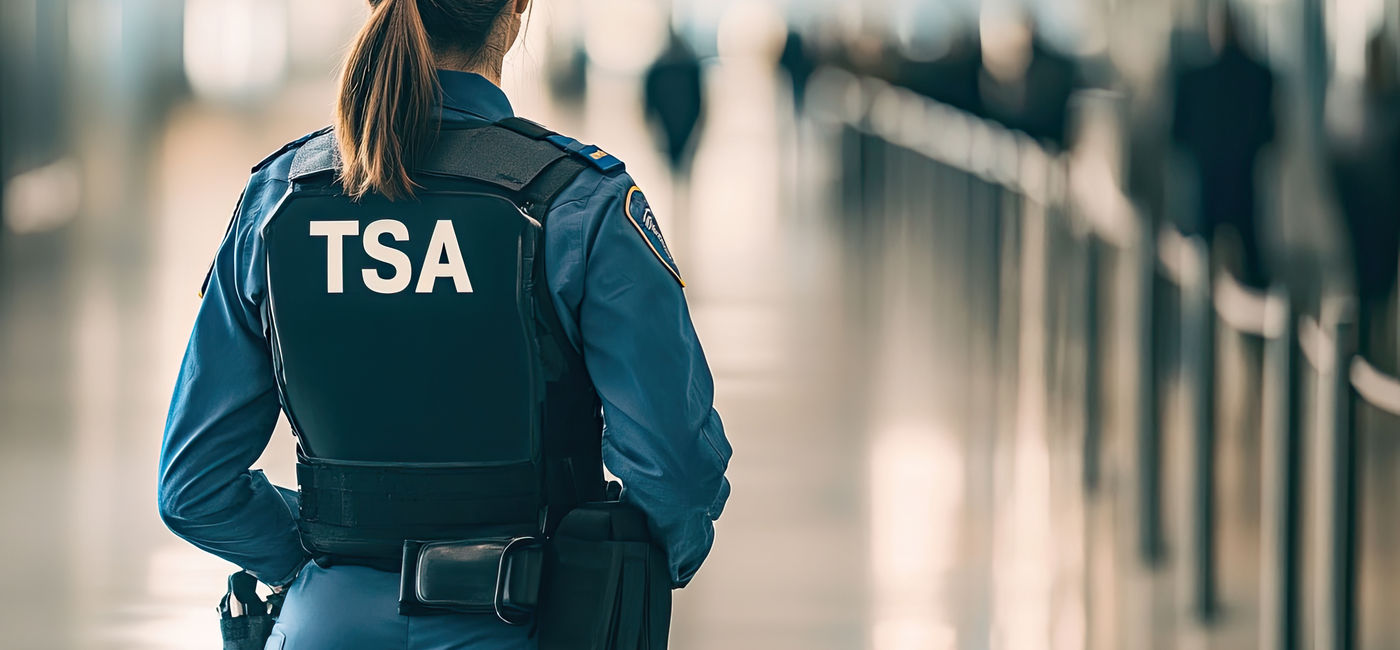 Image: TSA officer working at an airport security checkpoint. (Photo Credit: Adobe Stock/Derrick (generated with AI))