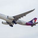 Hawaiian Airlines Airbus A330 taking off from Texas&#39; Austin-Bergstrom International Airport.