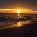 A picturesque sunset on a beach