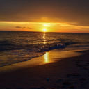 A picturesque sunset on a beach