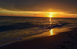 A picturesque sunset on a beach