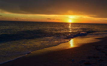 A picturesque sunset on a beach