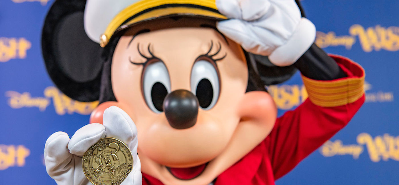 Image: A commemorative coin created for the Disney Wish features Captain Minnie. (photo courtesy of Disney Cruise Line/Matt Stroshane)