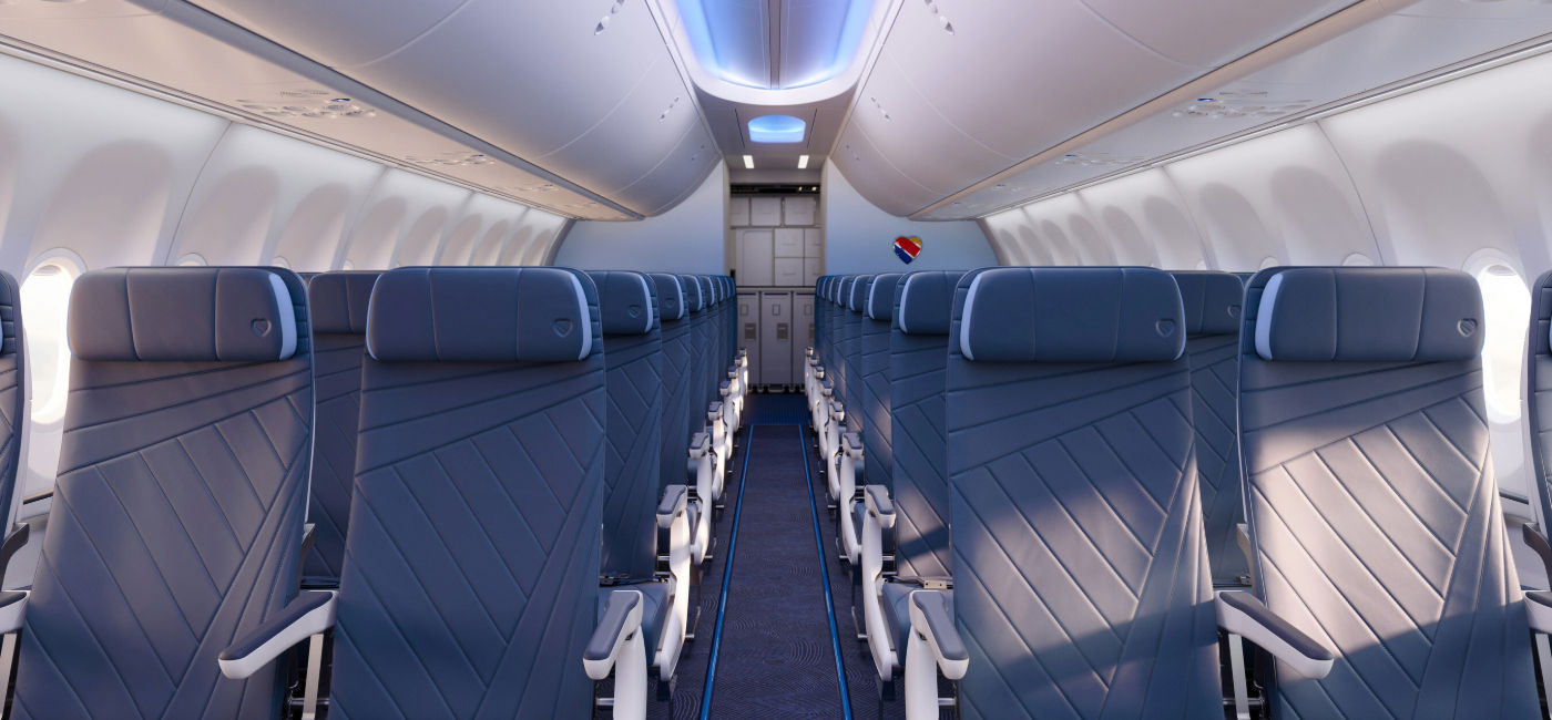 Image: Rendering of Southwest's modern new aircraft interior and seats. (Photo Credit: Southwest Airlines)