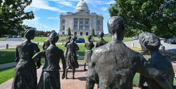 The Little Rock Nine Monument at the Arkansas State Capitol.