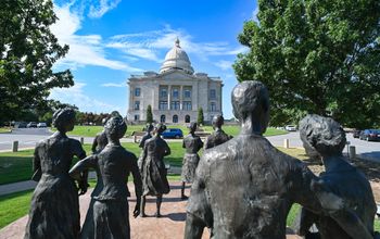 The Little Rock Nine Monument at the Arkansas State Capitol.