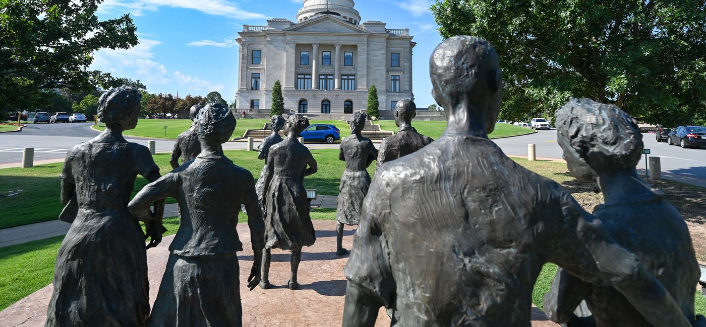 Image: The Little Rock Nine Monument at the Arkansas State Capitol. (Photo Credit: Arkansas Tourism)