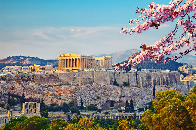 Acropolis in Athens at spring (photo via sborisov / iStock / Getty Images Plus)