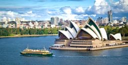 The famous Sydney Opera House on Sydney Harbour, New South Wales, Australia. (