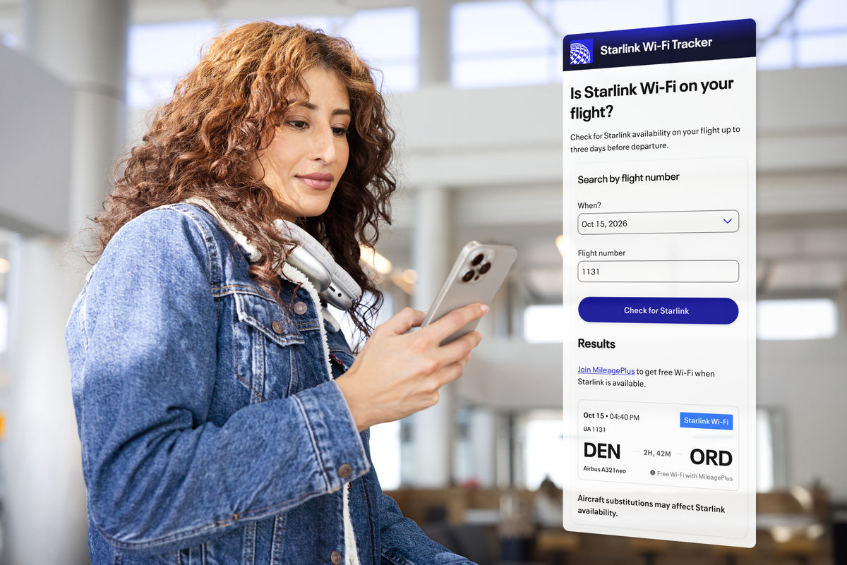 United Airlines Launches Tool to See If Your Next Flight Has Starlink Wi-Fi