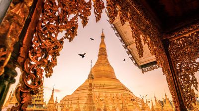 Sunrise at Shwedagon Pagoda is a top tourist attraction in Yangon.