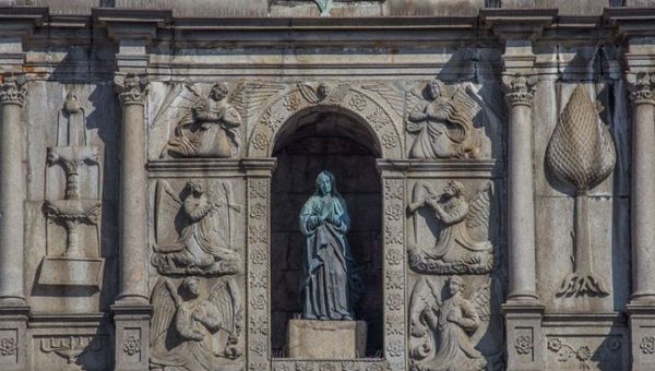 Close up of the Ruins of St Paul, one of the key sites that shine every September and October for the iconic Macao Light Festival. Close up of the Ruins of St Paul, one of the key sites that shine every September and October for the iconic Macao Light Festival.