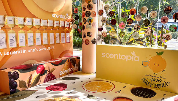 At Scentopia, guests are invited to craft unique perfumes, blending personal scents in a setting adorned with botanical-inspired décor.