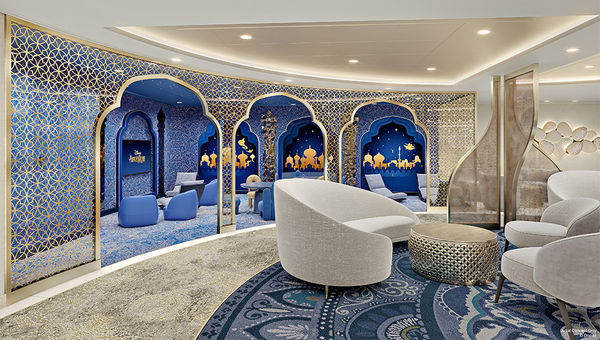 Concierge guests have access to the most exclusive spaces onboard, including private areas inspired by the mythical city of Agrabah from Disney's Aladdin , a secluded outdoor sundeck, and the charming Concierge Lounge, an exclusive space of unmatched elegance aboard the Disney Adventure.