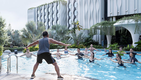 Aqua Zumba at Village Hotel Sentosa offers a fun, energetic poolside workout that blends dance and fitness, keeping guests refreshed and active amidst lush tropical surrounds. Aqua Zumba at Village Hotel Sentosa offers a fun, energetic poolside workout that blends dance and fitness, keeping guests refreshed and active amidst lush tropical surrounds.
