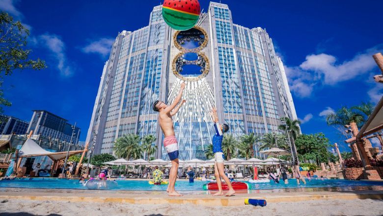 Macau's many hotels are a hit with families looking for fun, including the newly opened Studio City Water Park with twisting slides and near-vertical drops.