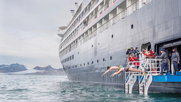 Polar plunges are often a thrilling highlight for adventurous expedition cruisers; and for those who prefer to stay dry, watching others take the plunge is still a fun spectator sport.