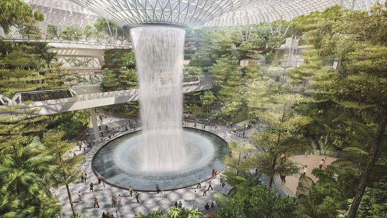 The Forest Valley at Changi Airport’s new Jewel retail complex.