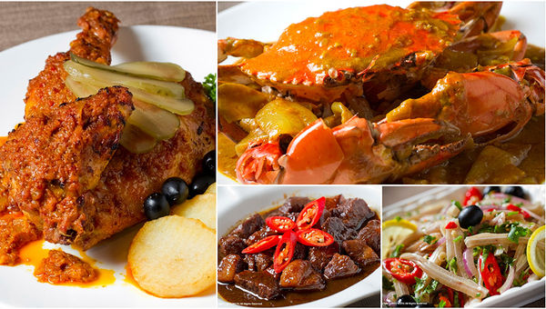 Macanese cuisine — one of the first fusion cuisines in the world — was created by using locally available ingredients and seasonings to recreate Portuguese dishes. Clockwise from left: African chicken, curry crab, pig’s ear salad, and braised pork with tamarind and prawn paste. Macanese cuisine — one of the first fusion cuisines in the world — was created by using locally available ingredients and seasonings to recreate Portuguese dishes. Clockwise from left: African chicken, curry crab, pig’s ear salad, and braised pork with tamarind and prawn paste.