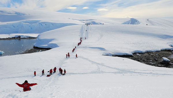 Hiking in Antarctica with PONANT means trekking across pristine ice fields, spotting penguins, and taking in breathtaking, otherworldly landscapes, while only leaving footprints behind. Hiking in Antarctica with PONANT means trekking across pristine ice fields, spotting penguins, and taking in breathtaking, otherworldly landscapes, while only leaving footprints behind.