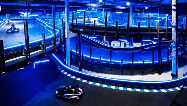 The prime spot for capturing action shots of friends and family racing around on HyperDrive's electrifying circuit is from HyperDrive Cafe, perched on top of the race course.