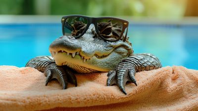 Crocodile appears in local swimming pool - and no one knows how it got there.