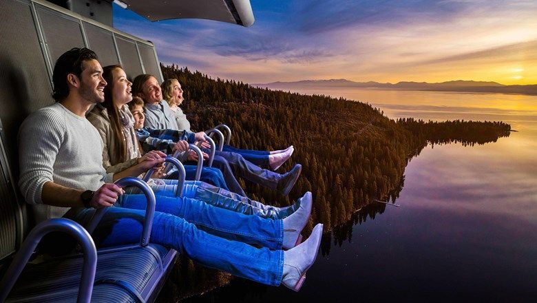 As guests sit in their seats, feet dangling, they encounter wind, mists and scents throughout the eight-minute journey.