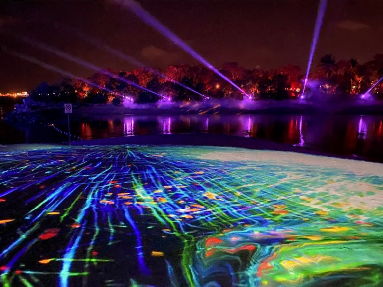 Magical Shores at Siloso is Singapore’s first multi-sensory, interactive beach light art attraction, featuring vivid light, sound, and mist effects across a 400-metre stretch of Siloso Beach