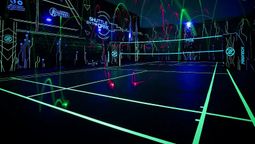 A game of badminton gets the neon treatment at Shuttle in the Dark.