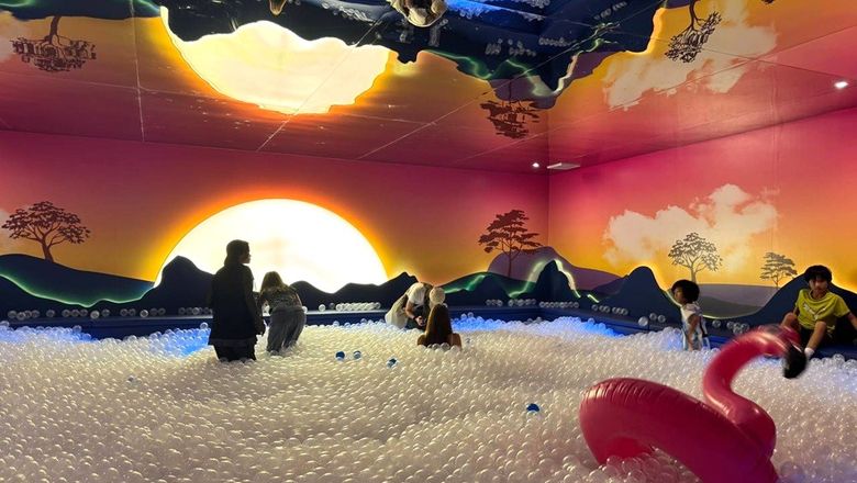 A nostalgic favourite: the giant ball pit zone at Sunset Lagoon.