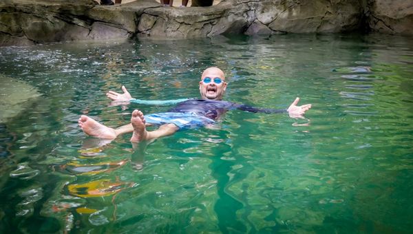 Harith Iskander was first to float at the Dead Sea Pool. Harith Iskander was first to float at the Dead Sea Pool.