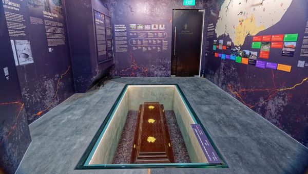 A recreation of a burial crypt which is currently used in Choa Chu Kang Cemetery, the only place in Singapore still open to burials today. A recreation of a burial crypt which is currently used in Choa Chu Kang Cemetery, the only place in Singapore still open to burials today.