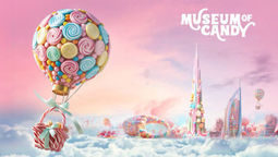 The museum features over 15 themed rooms with interactive exhibits, including a Gummy Bear Pool, Cotton Candy Bath, unique candy stations, and a creative Sugar Rush Room.